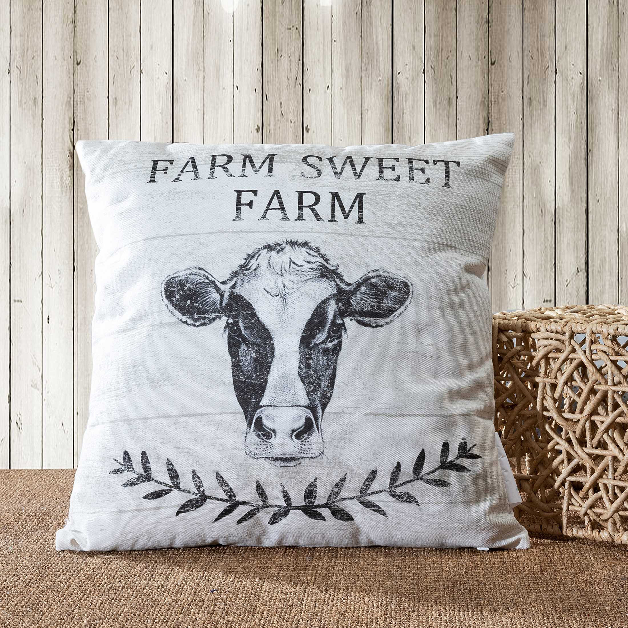 14 Karat Home Inc. Farmhouse Throw Pillow Sweet Farm Cow Indoor Outdoor Cotton Throw Pillow Wayfair